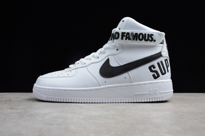 NIKE SUPREME AIR FORCE 1 ONE HIGH HI WHITE WORLD FAMOUS 698696-100