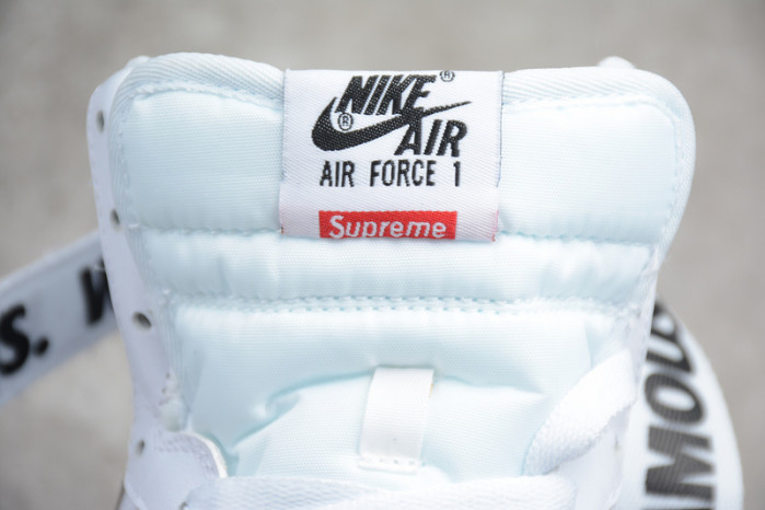 NIKE SUPREME AIR FORCE 1 ONE HIGH HI WHITE WORLD FAMOUS 698696-100