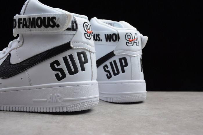 NIKE SUPREME AIR FORCE 1 ONE HIGH HI WHITE WORLD FAMOUS 698696-100