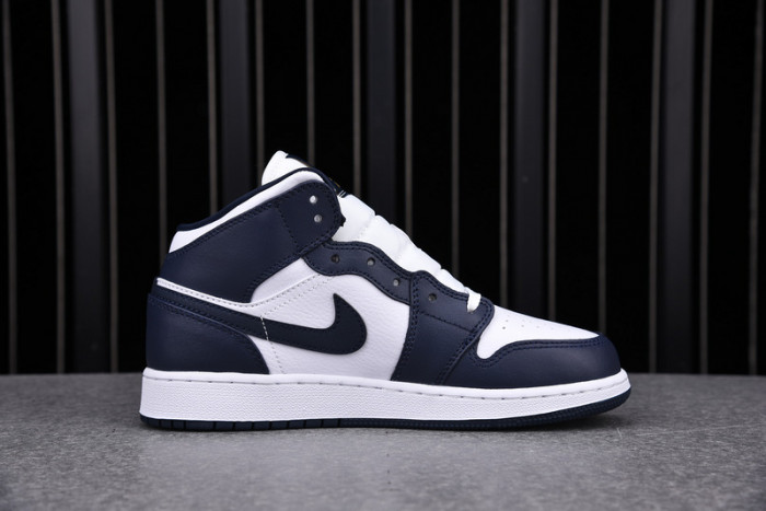 air jordan 1 mid gs obsidian white metallic gold 554725-174