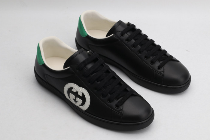 G*u*i low-top black ace interlocking g leather sneaker