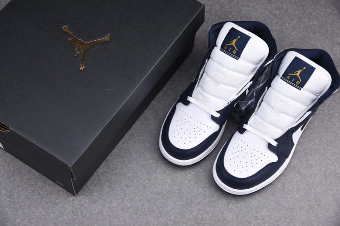 air jordan 1 mid gs obsidian white metallic gold 554725-174