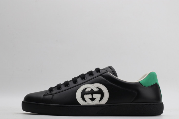 G*u*i low-top black ace interlocking g leather sneaker