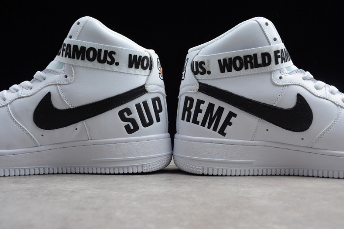 NIKE SUPREME AIR FORCE 1 ONE HIGH HI WHITE WORLD FAMOUS 698696-100